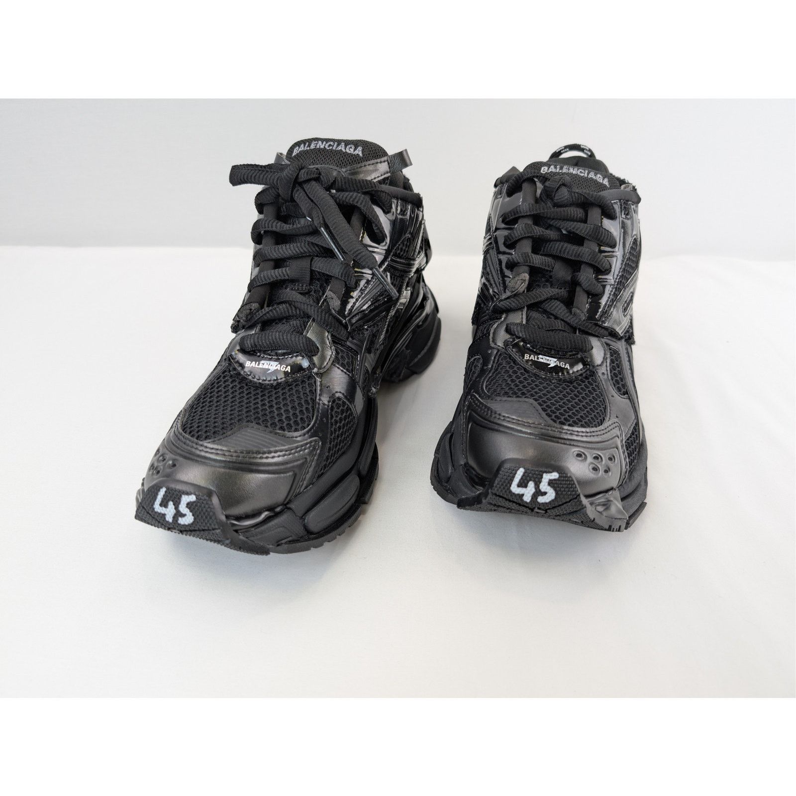 Balenciaga o1rshd1 Monocolor Mesh Rubber Runner Sneakers in Black Size US 12 / EU 45 - 9 Thumbnail