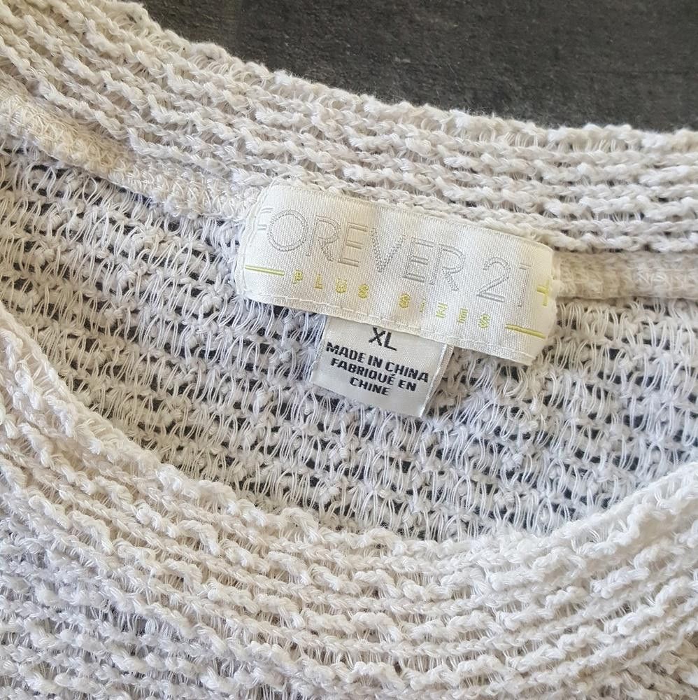 Forever 21 Cream Waffle F21 Sweater 3/4 Sleeve Size XL / US 12-14 / IT 48-50 - 3 Thumbnail