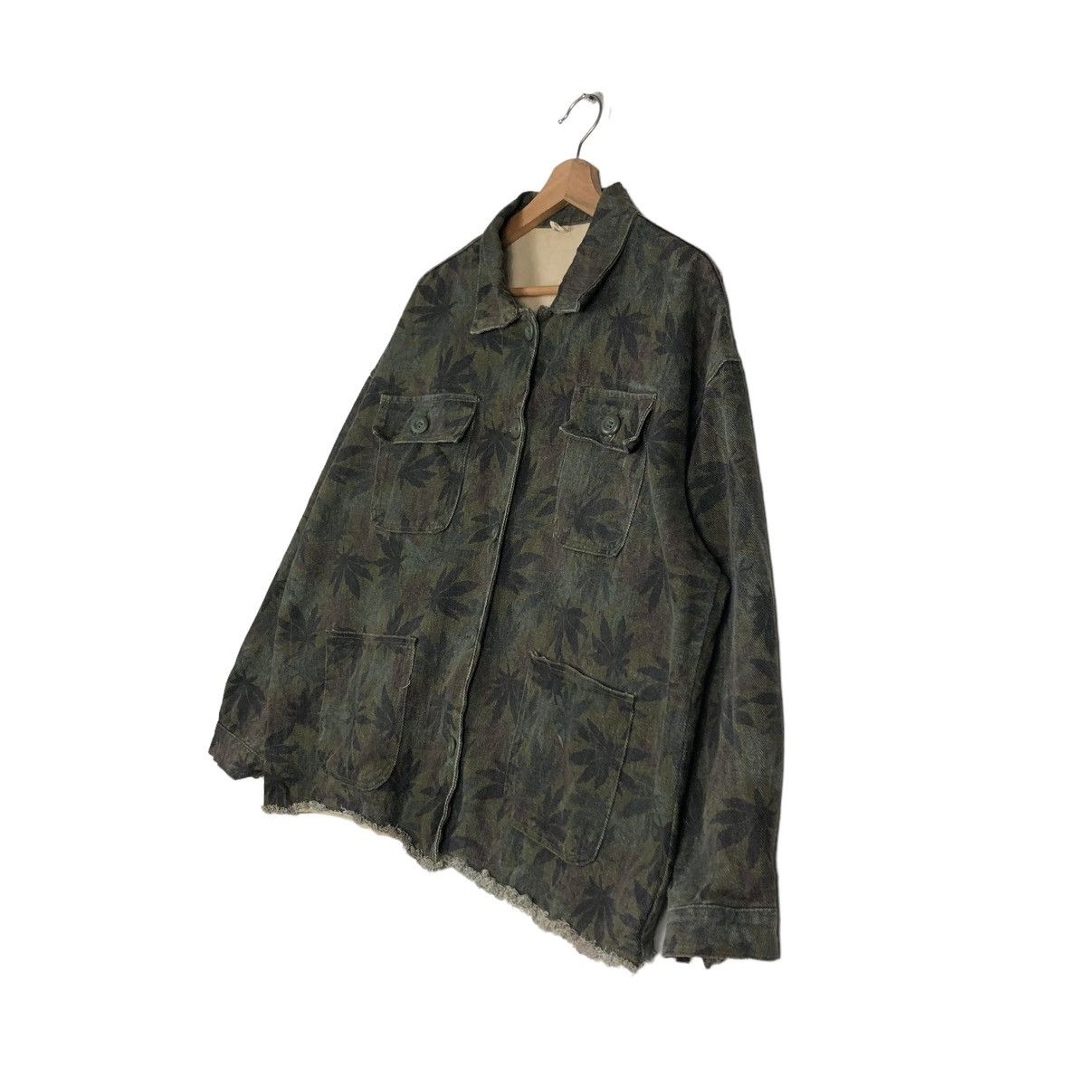 Hysteric Glamour 🔥VINTAGE BIKER JACKET JAPANESE TRADITIONAL LEAVES OVERPRINT Size US M / EU 48-50 / 2 - 2 Thumbnail
