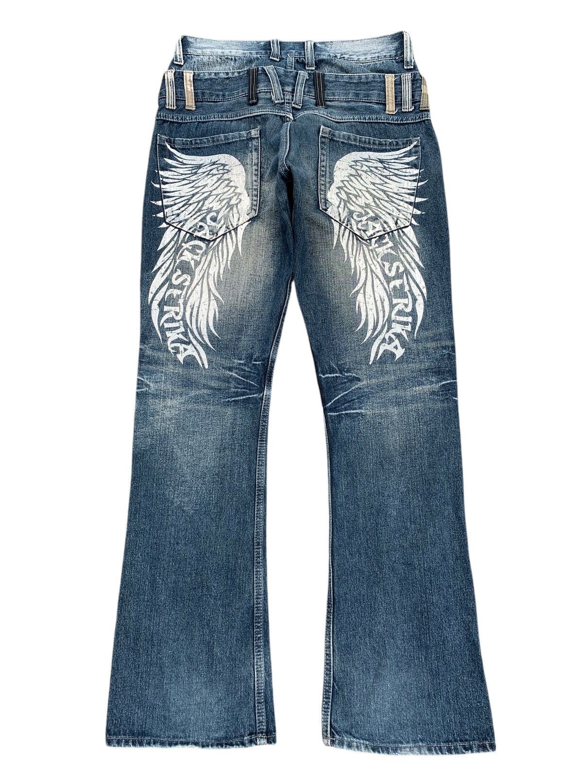 Tornado Mart FLARE JACK SERIKA DOUBLE WAIST WING PUNK DISTRESSED DENIM Size US 32 / EU 48 - 3 Thumbnail
