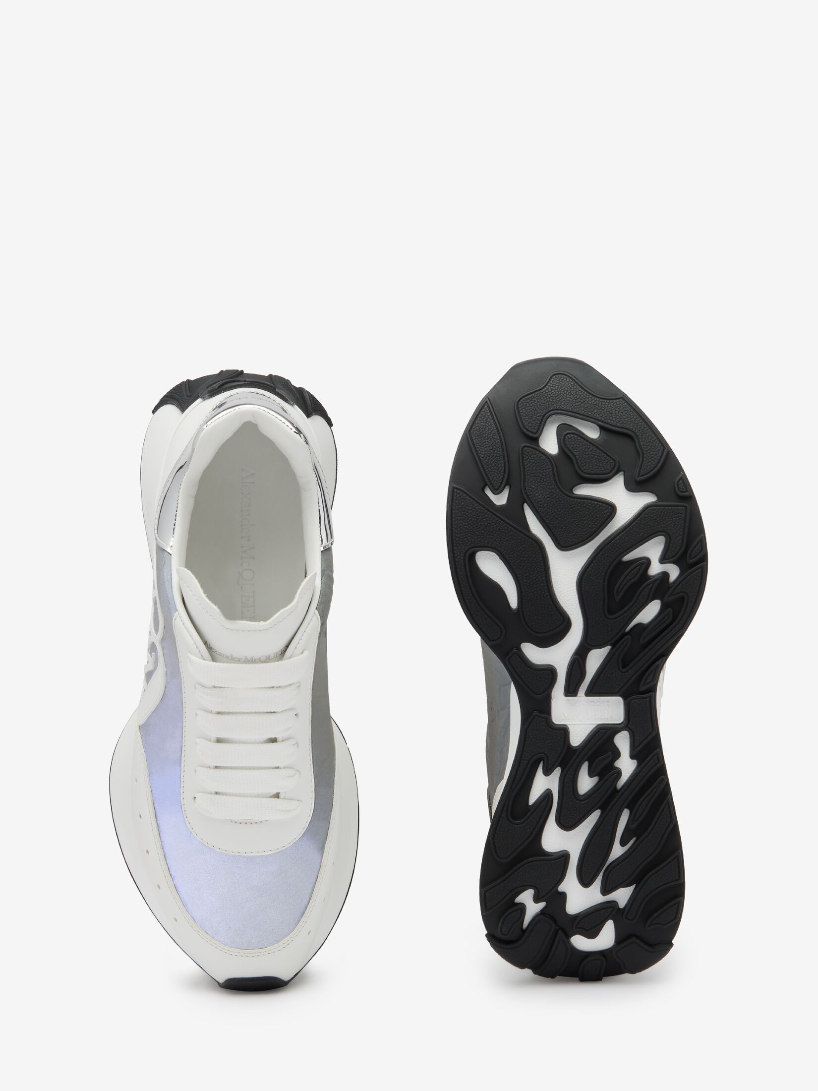Alexander McQueen o1w1db10925 Sprint Runner in White/Silver Size US 11 / IT 41 - 4 Thumbnail
