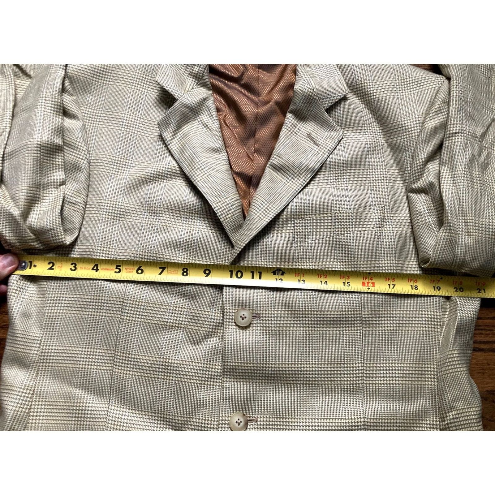 Luigi Bianchi Luigi Bianchi Mantova Blazer Mens 40R Bamboo Notch Lapel Plaid Beige Italy Jacket Coat Regular Button Two-Button Size 40R - 6 Thumbnail