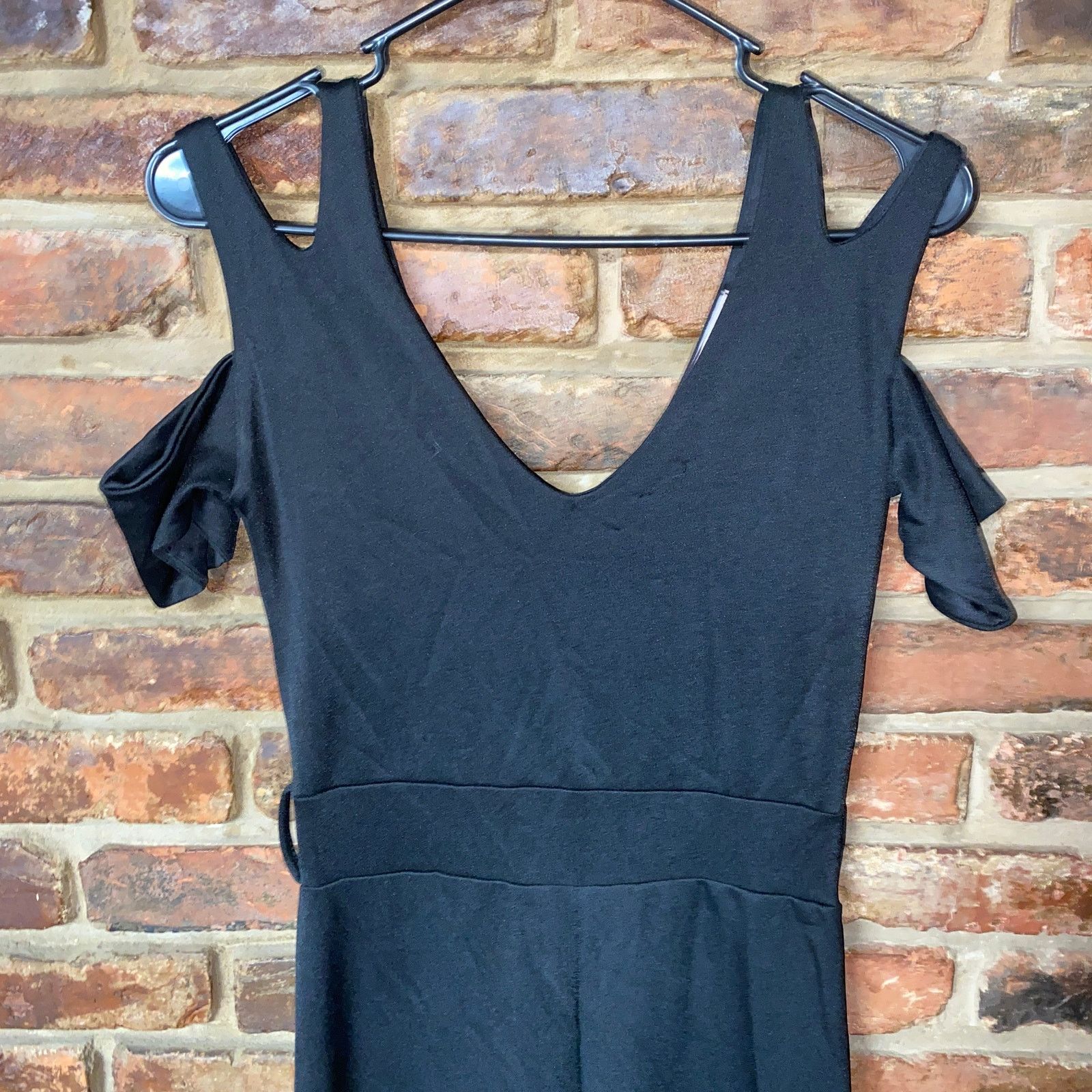 Other Krisp Black Cut-Out Cold Shoulder Short Sleeve Jumpsuit 8 Size 30" / US 8 / IT 44 - 3 Thumbnail
