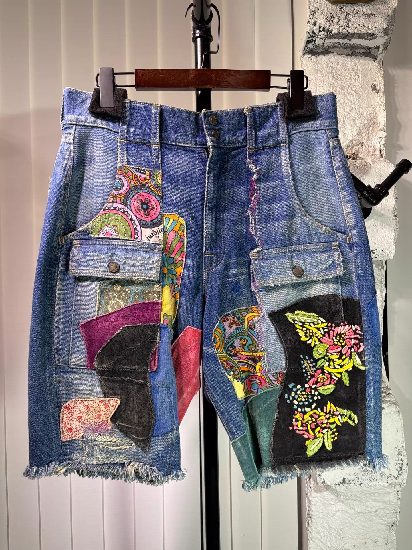Kapital Kapital FW14 Boro Patchwork Denim Shorts Size US 32 / EU 48 - 1 Thumbnail