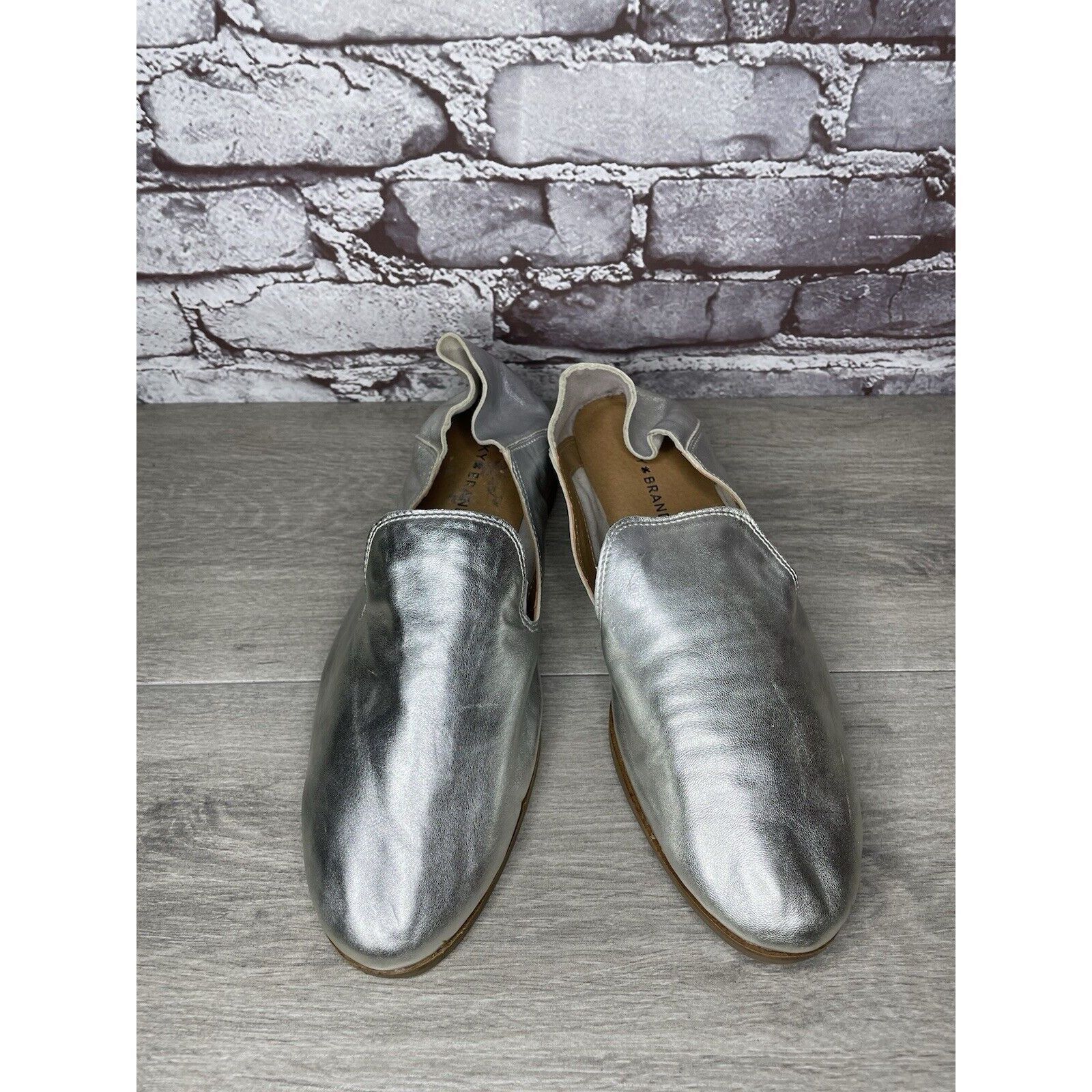 Lucky Brand Lucky Brand Metallic Silver Leather Slip On Loafers Flats Sh Size US 11 / IT 41 - 21 Thumbnail