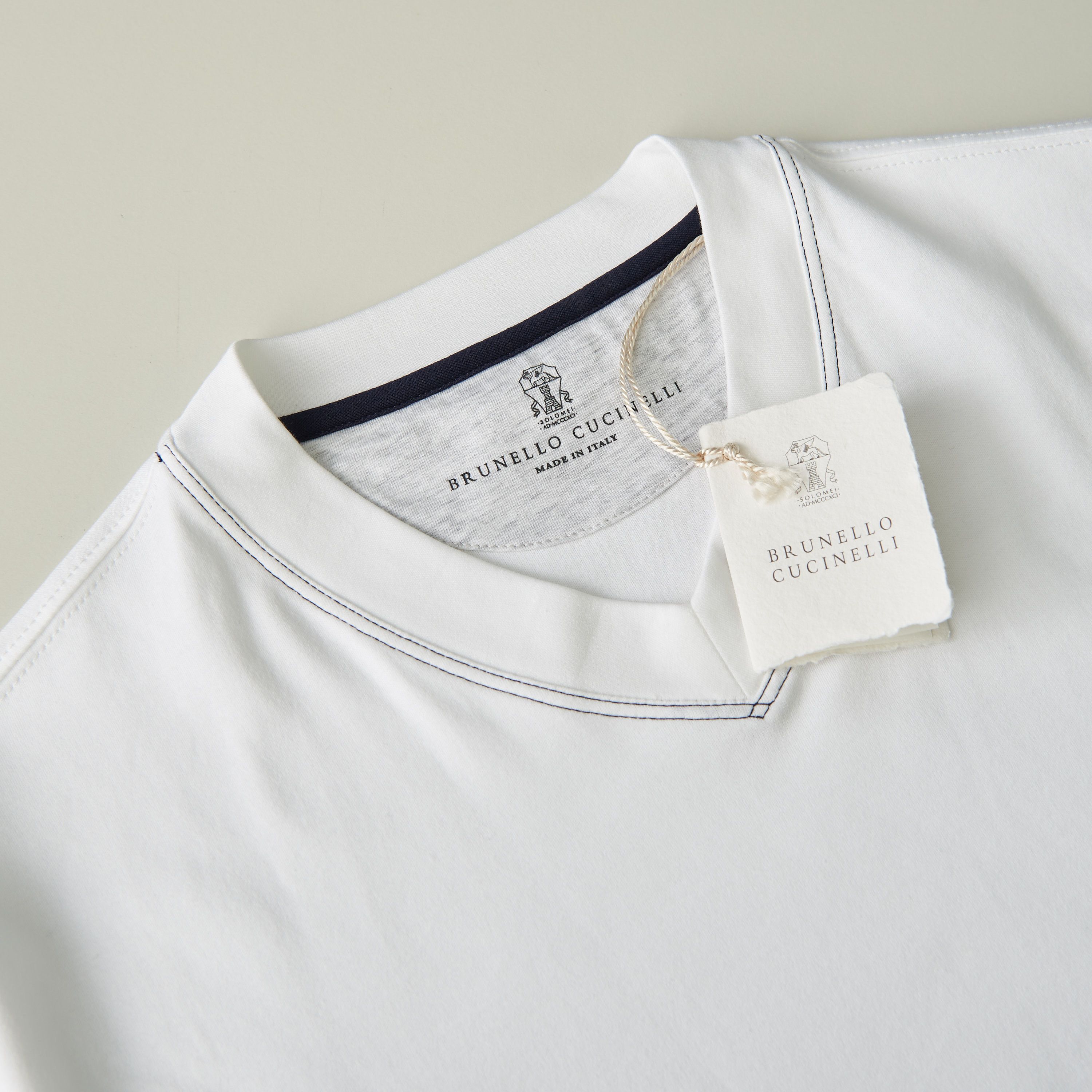 Brunello Cucinelli White V-Neck T-shirt - Short-sleeve, Cotton Interlock Size US XXL / EU 58 / 5 - 10 Thumbnail