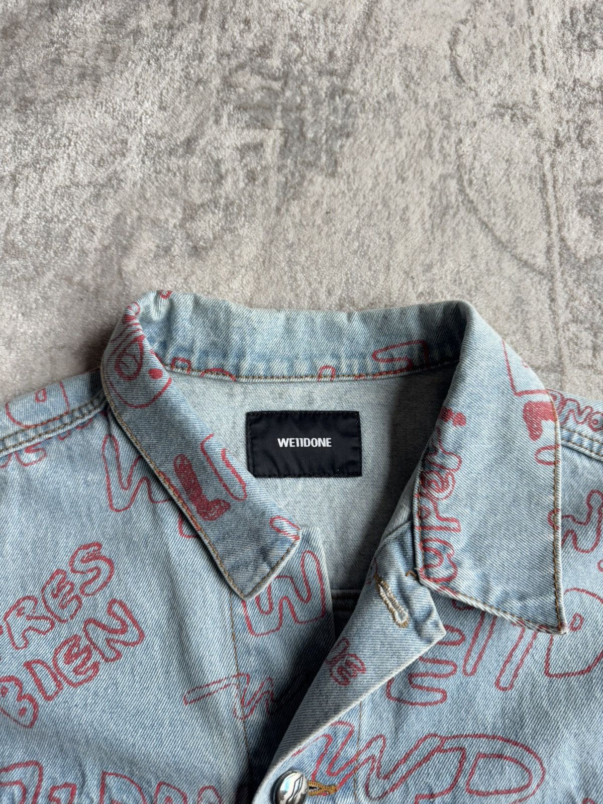 WE11DONE WE11DONE Blue Graffiti All Over Print Denim Jacket Size US M / EU 48-50 / 2 - 4 Thumbnail