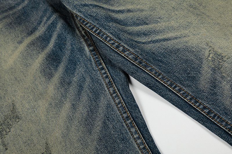 Vintage American straight-leg wide-leg whiskered washed jeans Size US 32 / EU 48 - 4 Thumbnail