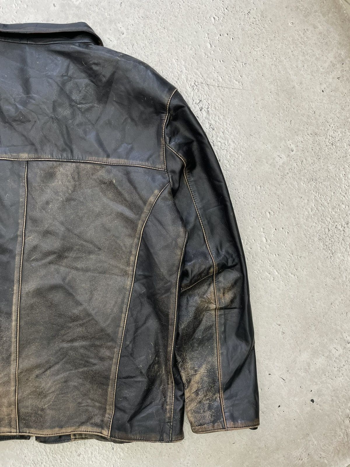 Vera Pelle Hype schott style faded distressed leather jacket 90s Size US XL / EU 56 / 4 - 12 Thumbnail