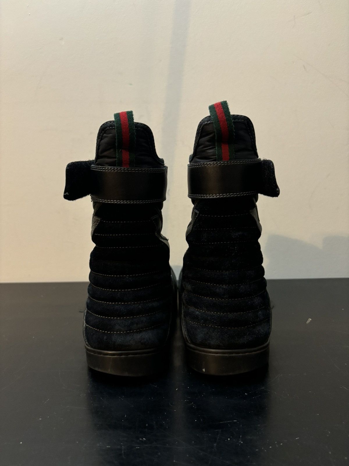 Gucci Gucci Mirosoft Leather High Top Strap Sneakers Black Size US 12 / EU 45 - 5 Thumbnail