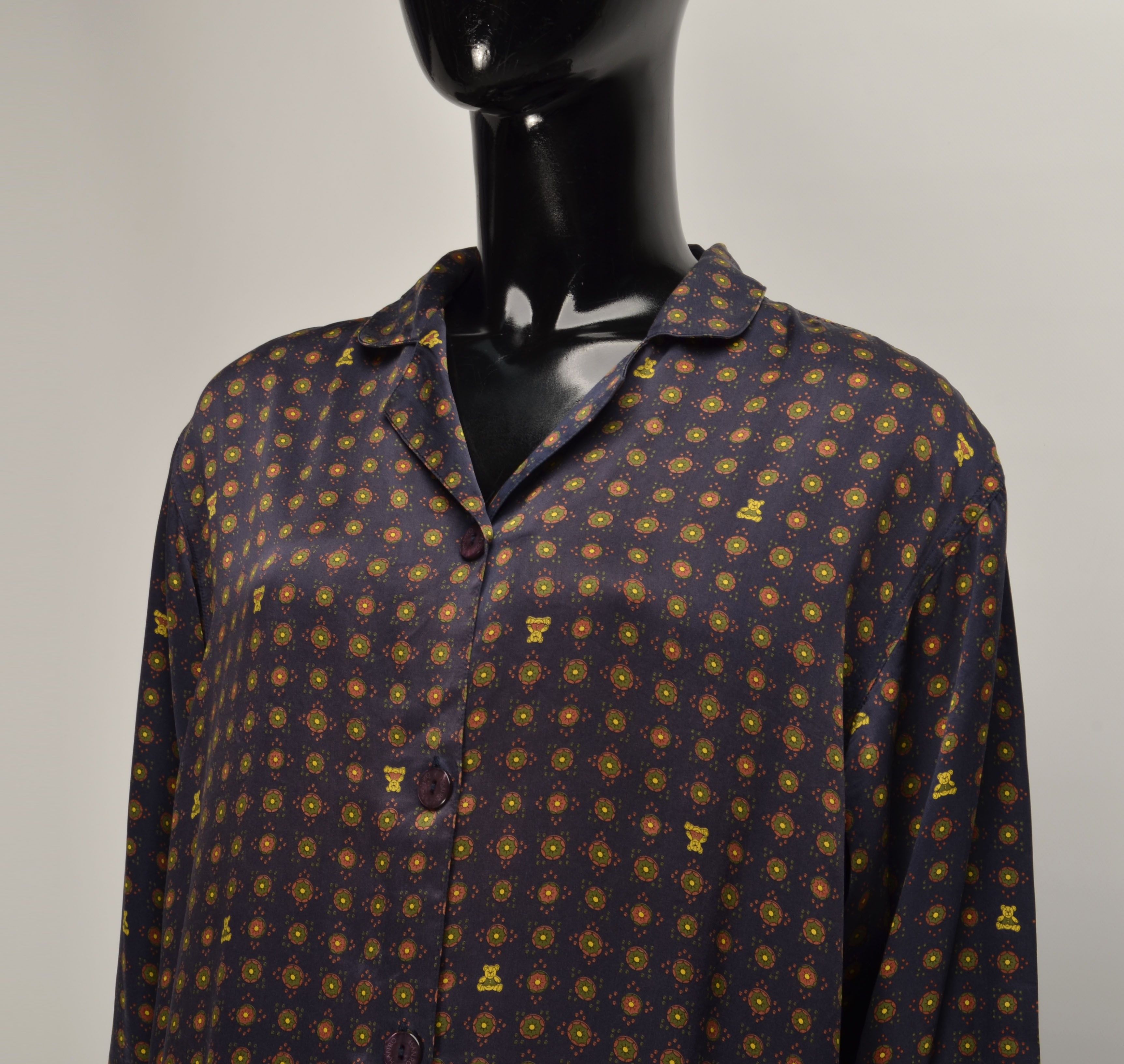 Hanro Vintage Hanro of Switzerland Blue Teddy Print Pajama Set Size XS / US 0-2 / IT 36-38 - 2 Thumbnail