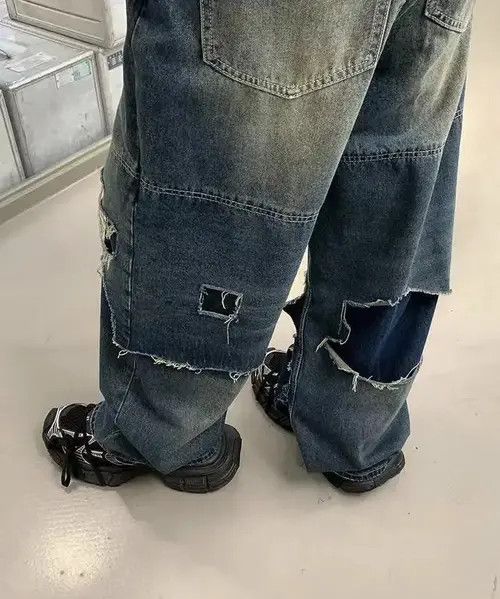 Designer × Japanese Brand × Vintage Ripped Design Washed Jeans Size US 28 / EU 44 - 4 Thumbnail