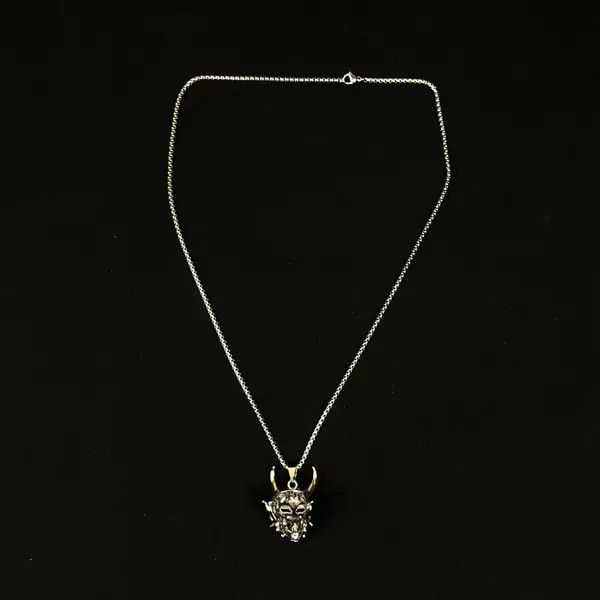 Jewelry Demon Pendant Necklace Punk Chain Size ONE SIZE - 4 Thumbnail