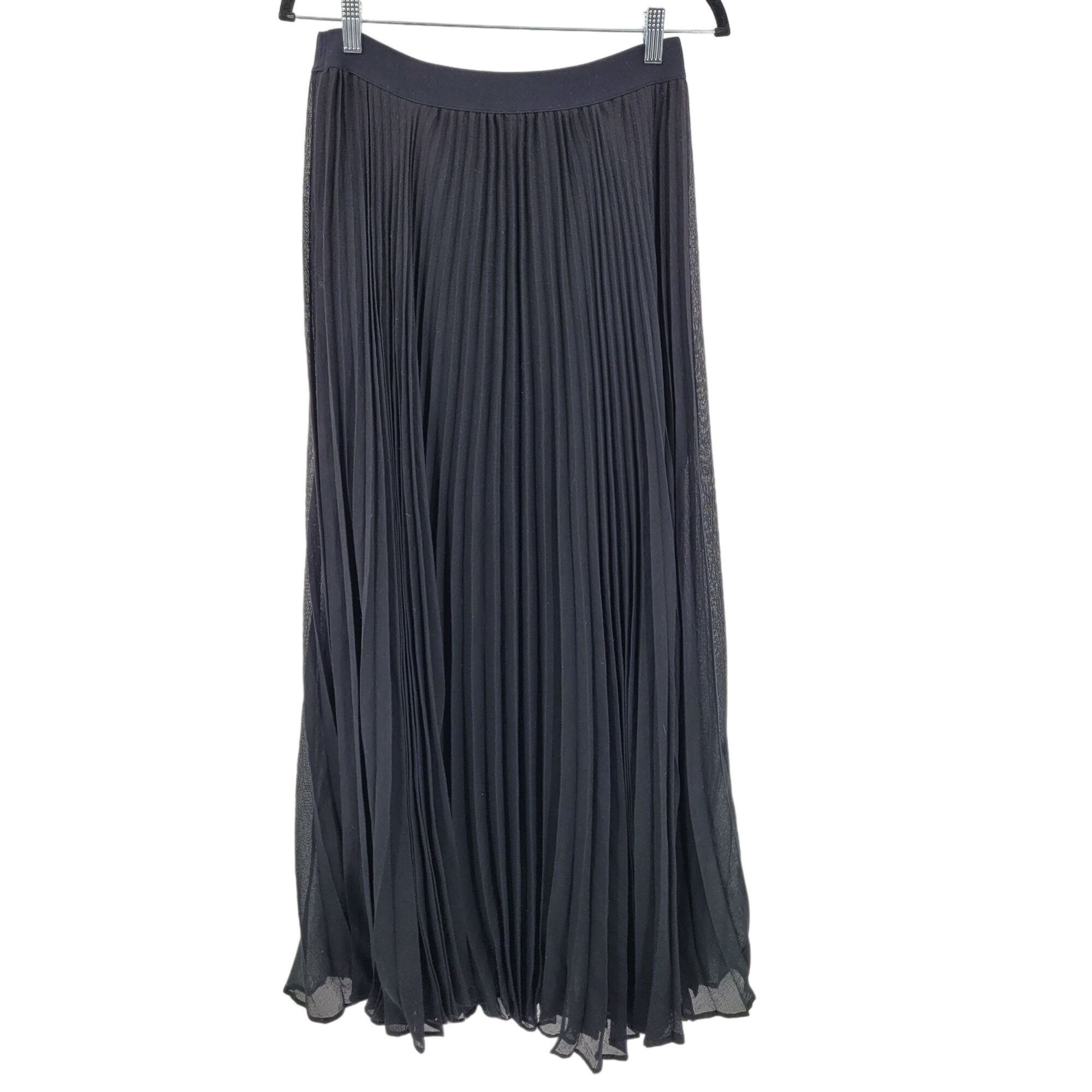 Designer BCBGMAXAZRIA Accordion Pleated Maxi Skirt M Black Sheer Size 27" / US 4 / IT 40 - 10 Thumbnail