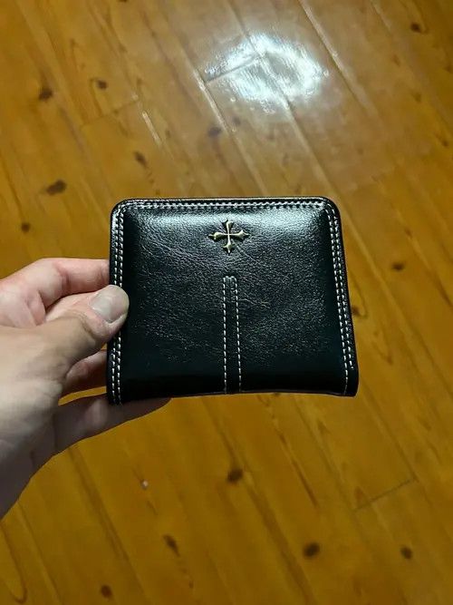 Japanese Brand Y2K Leather Cross Wallet (black) Size ONE SIZE - 1 Thumbnail
