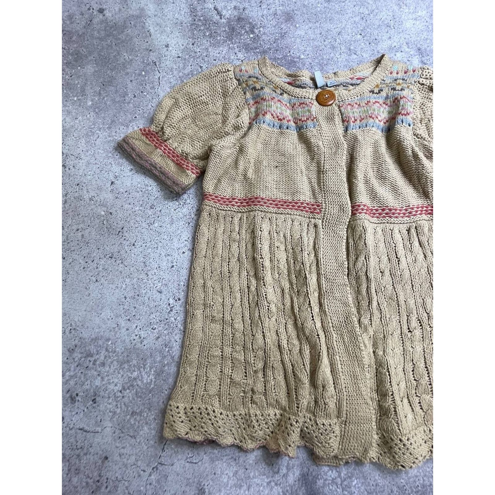 Vintage Vintage Caslon Boho Knit Short Sleeve Cardigan Beige Fair Size XL / US 12-14 / IT 48-50 - 3 Thumbnail