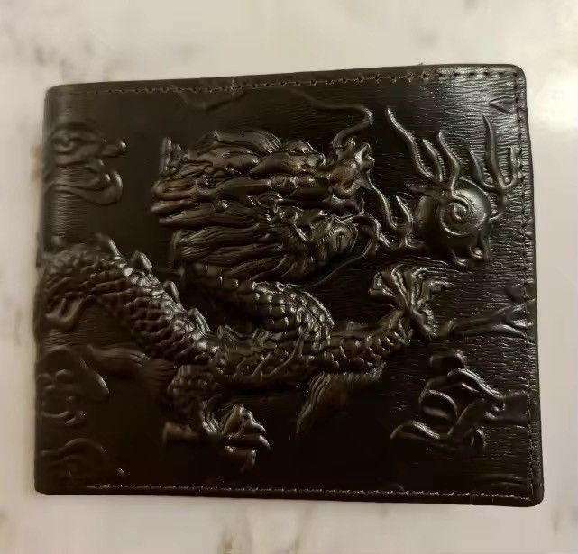 Genuine Leather Dragon Pattern Short Wallet Size ONE SIZE - 1 Thumbnail