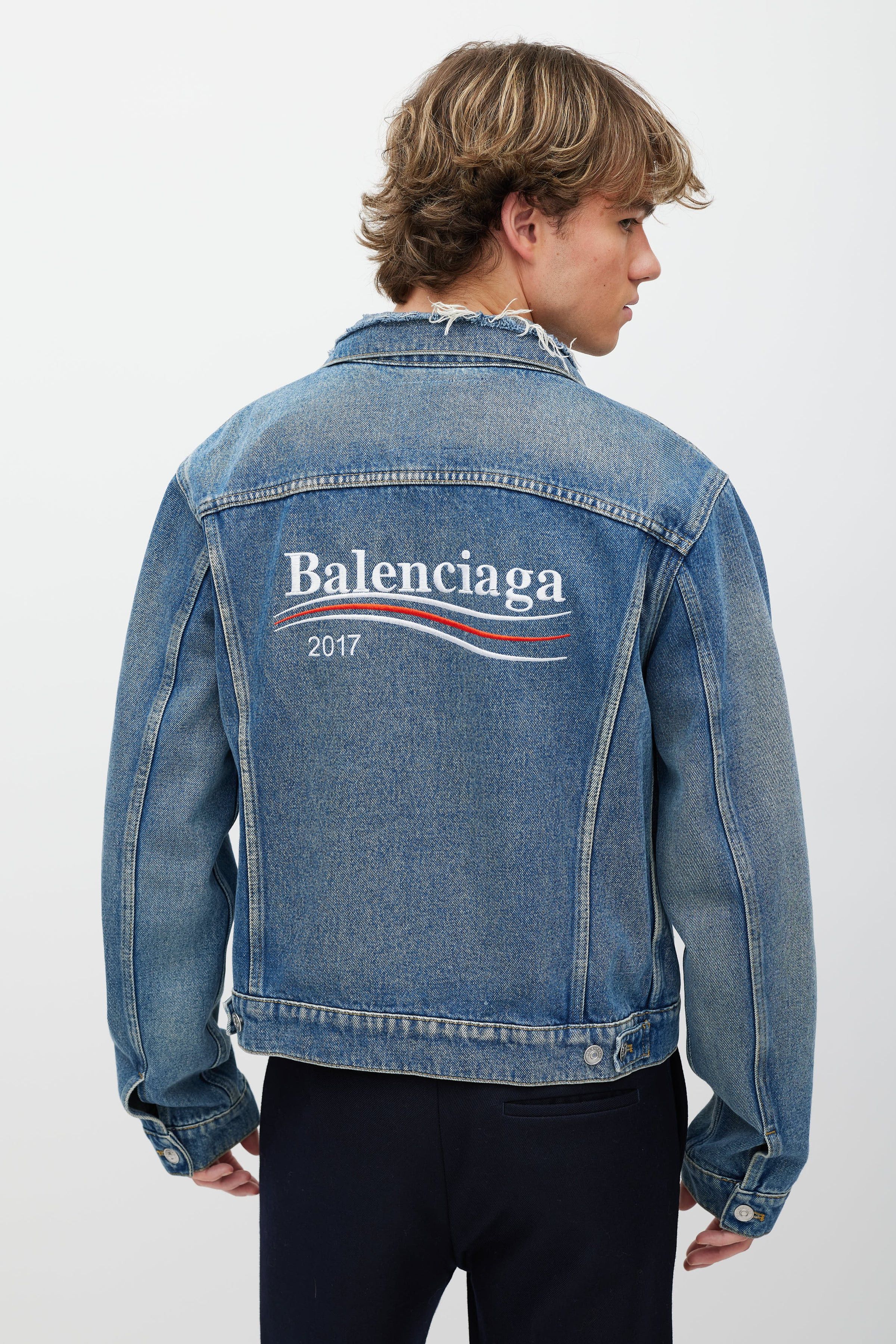 Balenciaga Campaign Logo Embroidered Denim Jacket