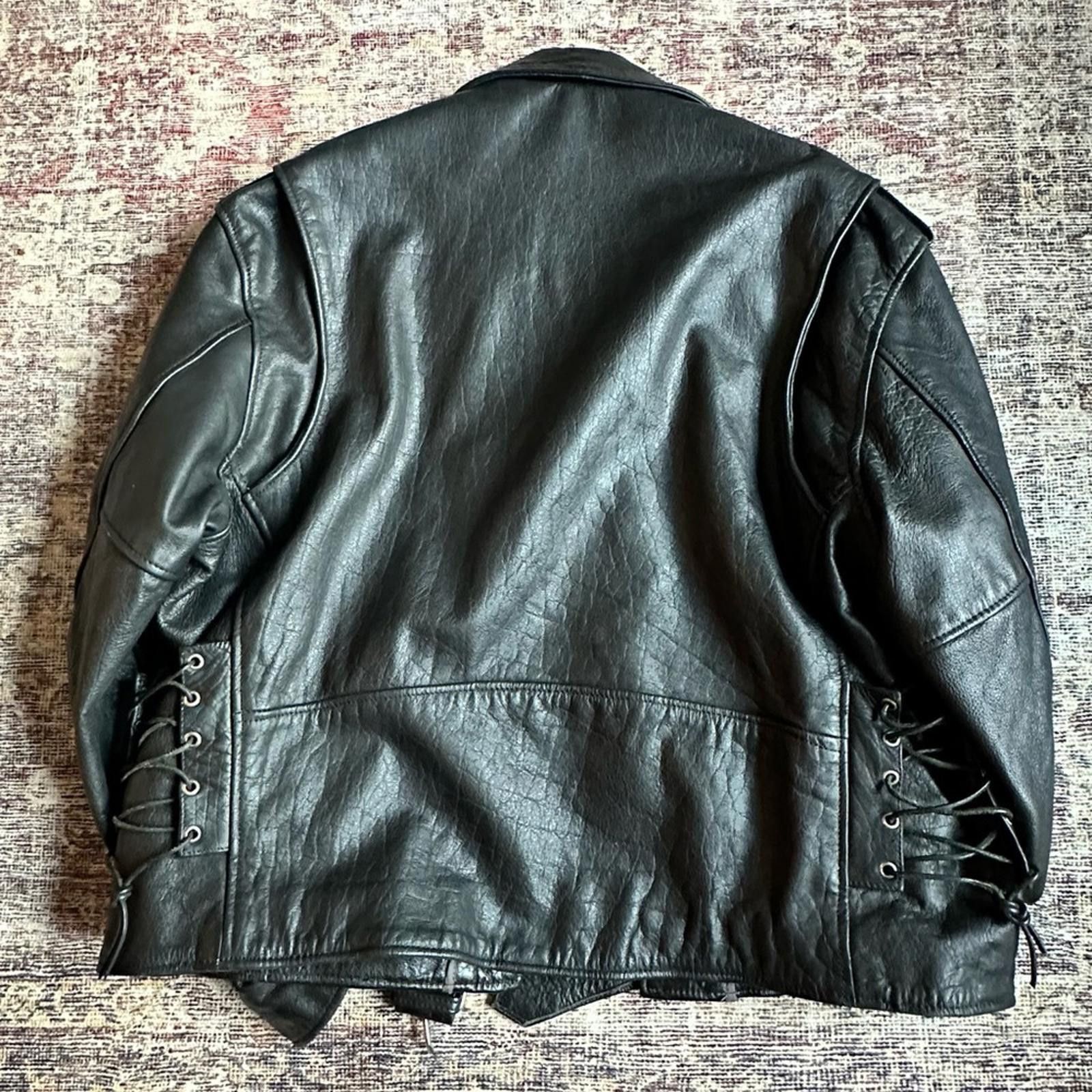 Other Vintage Leather Moto Biker Jacket Size US XXL / EU 58 / 5 - 5 Thumbnail