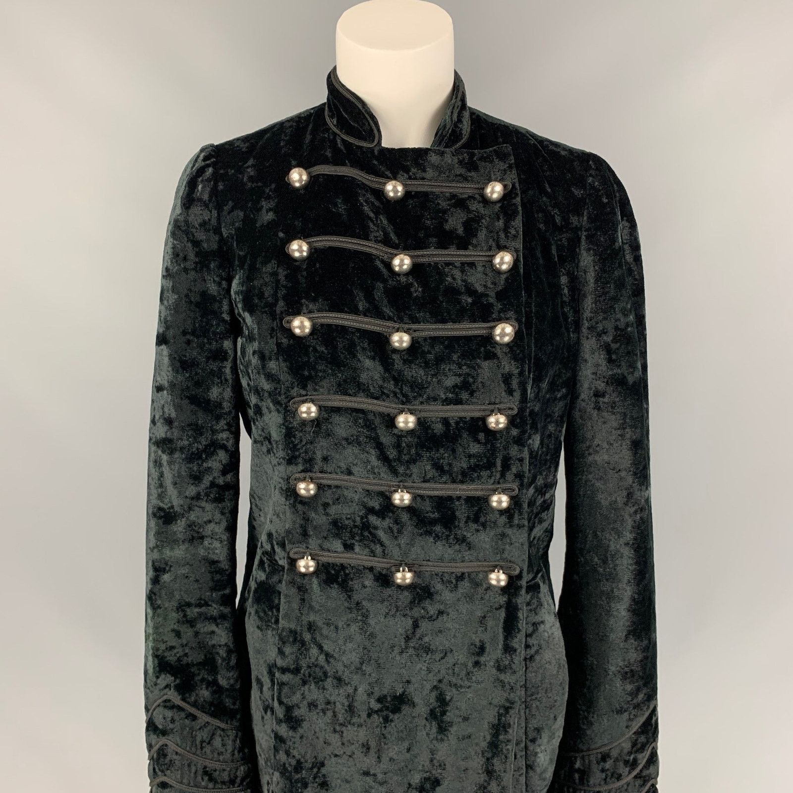 Marc by Marc Jacobs Size M Black Velvet Rayon / Polyester Double Breasted Coat Size M / US 6-8 / IT 42-44 - 2 Thumbnail