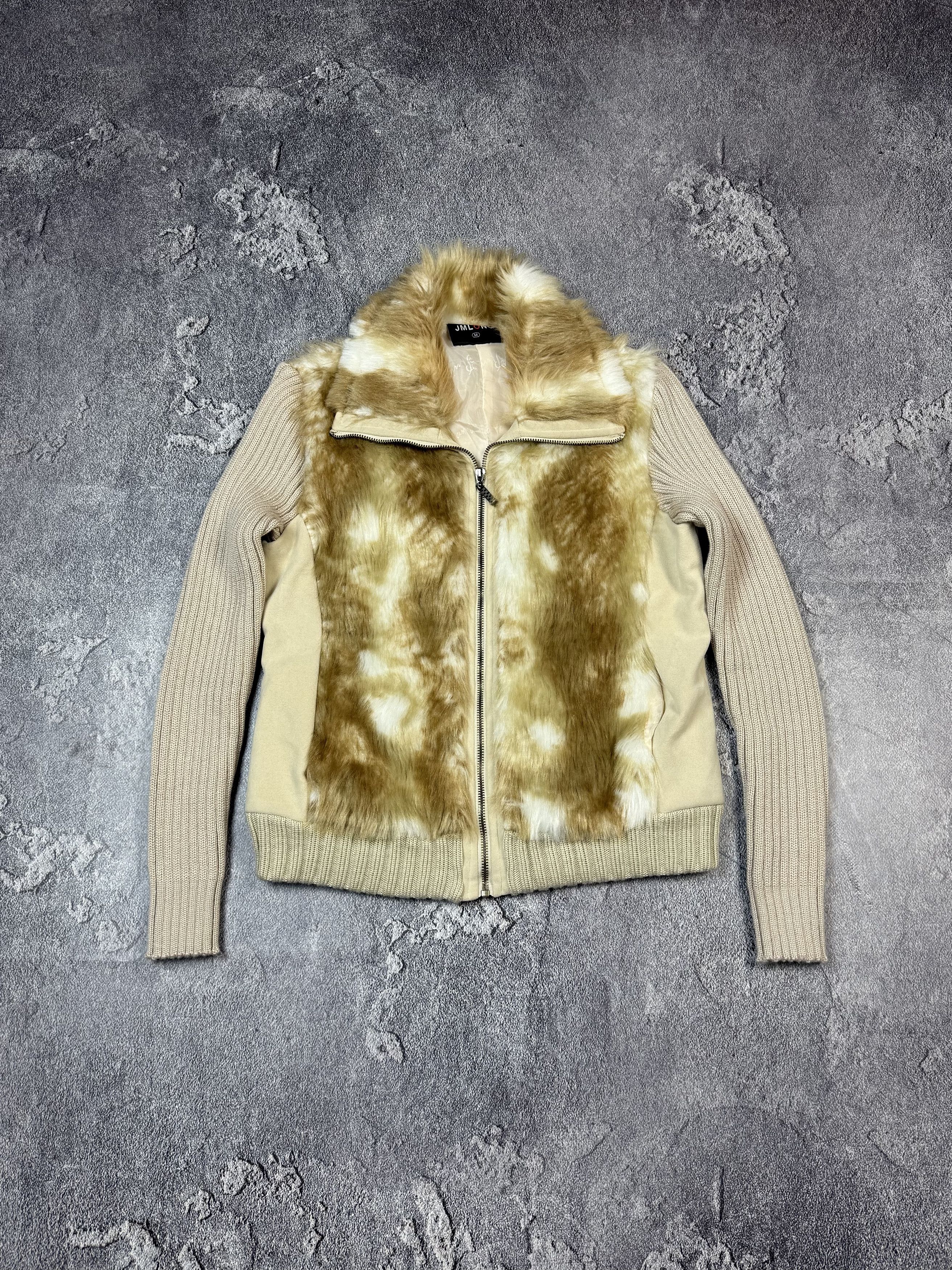 If Six Was Nine Y2K 2000s Biege Fur Sweater Sexy Glamour Size M / US 6-8 / IT 42-44 - 1 Thumbnail