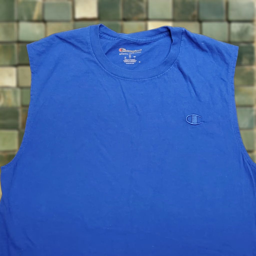 Champion Champion Mens Tank Top Blue 100% Cotton Sleeveless Shirt M Size US M / EU 48-50 / 2 - 1 Thumbnail