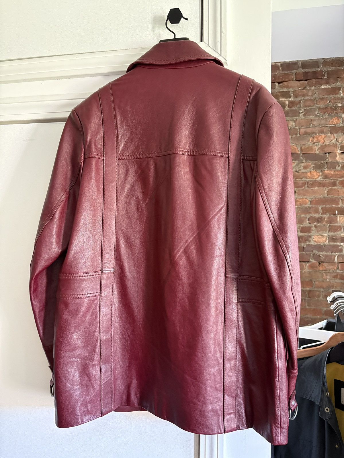 Coach Coach Maroon Lambs Leather Long Coat Size US L / EU 52-54 / 3 - 2 Thumbnail
