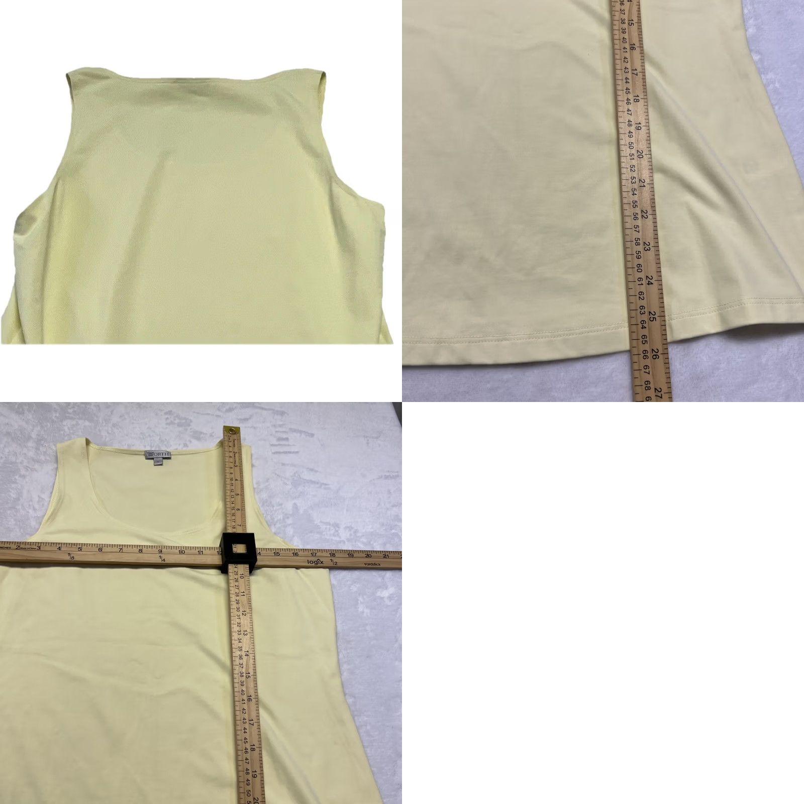 Vintage Worth Tank Tunic M Sleeveless Scoop Neck Knit A-Line Yellow Designer USA Women’s Minimalist Tank Top Size M / US 6-8 / IT 42-44 - 8 Thumbnail