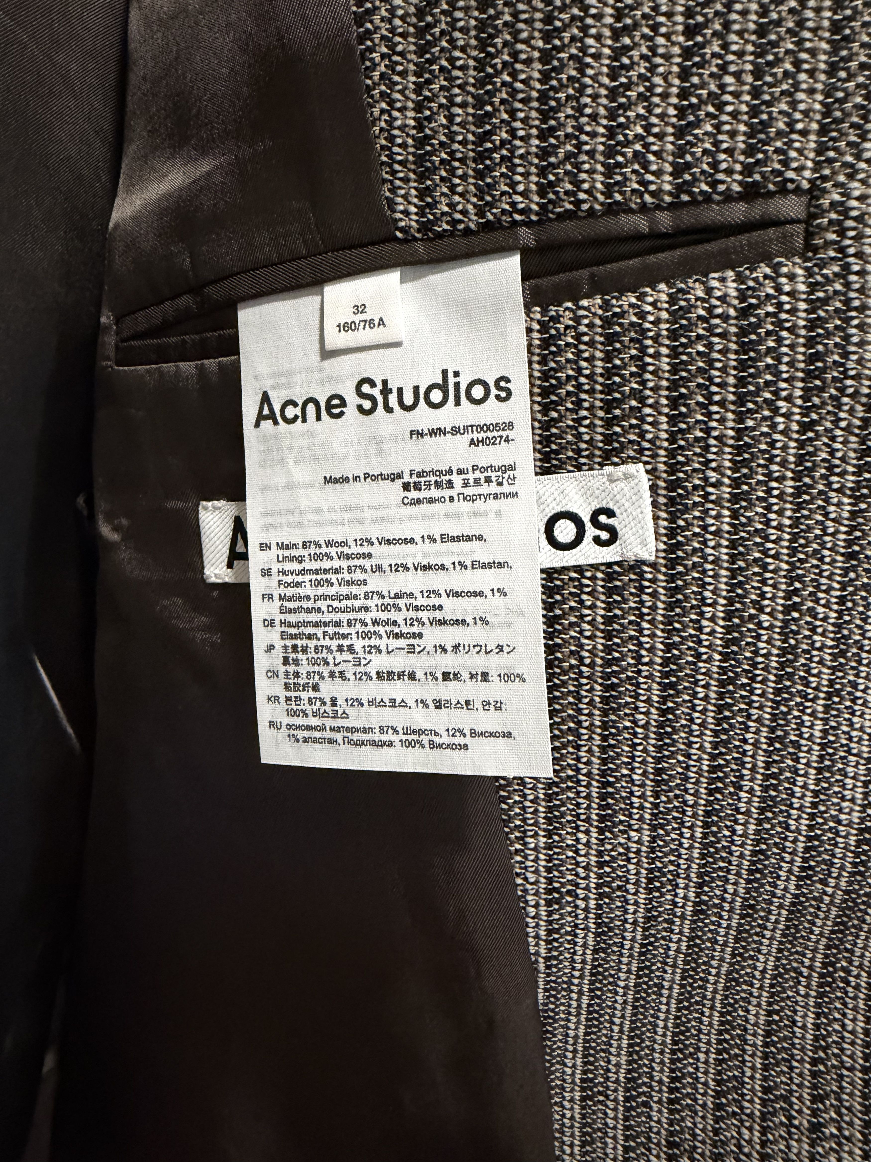 Acne Studios Acne Studios Pinstripe Wool Blazer- Multi Taupe Size XS / US 0-2 / IT 36-38 - 7 Thumbnail