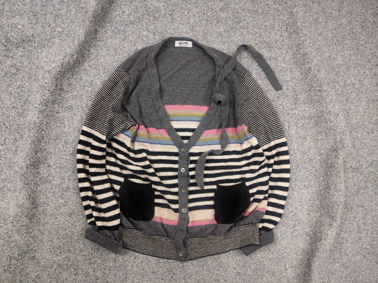 Moschino Moschino cheap & chic Wool Blend Button Striped Cardigan Size L / US 10 / IT 46 - 1 Thumbnail