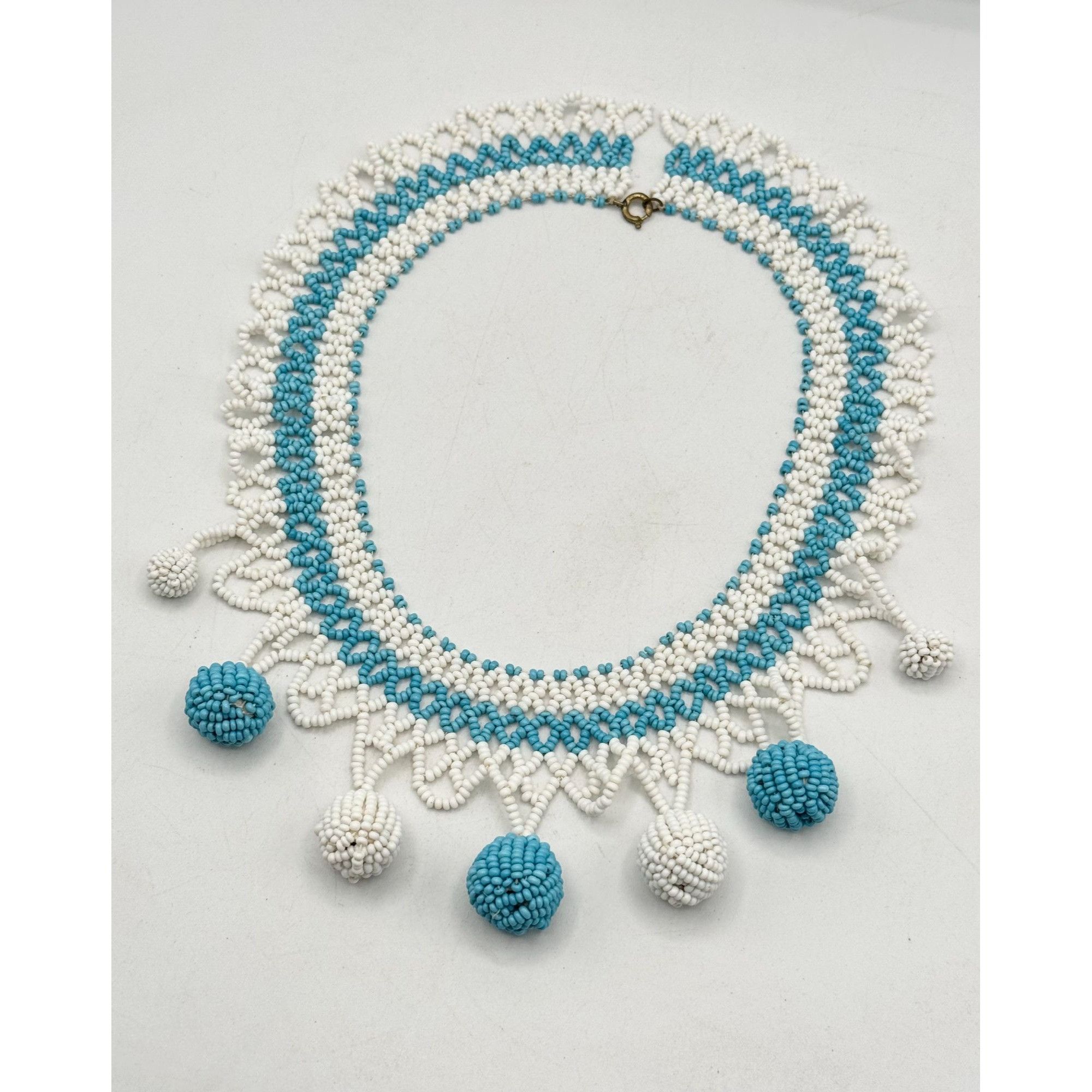Vintage Vintage beaded blue & white collar necklace Size ONE SIZE - 3 Thumbnail