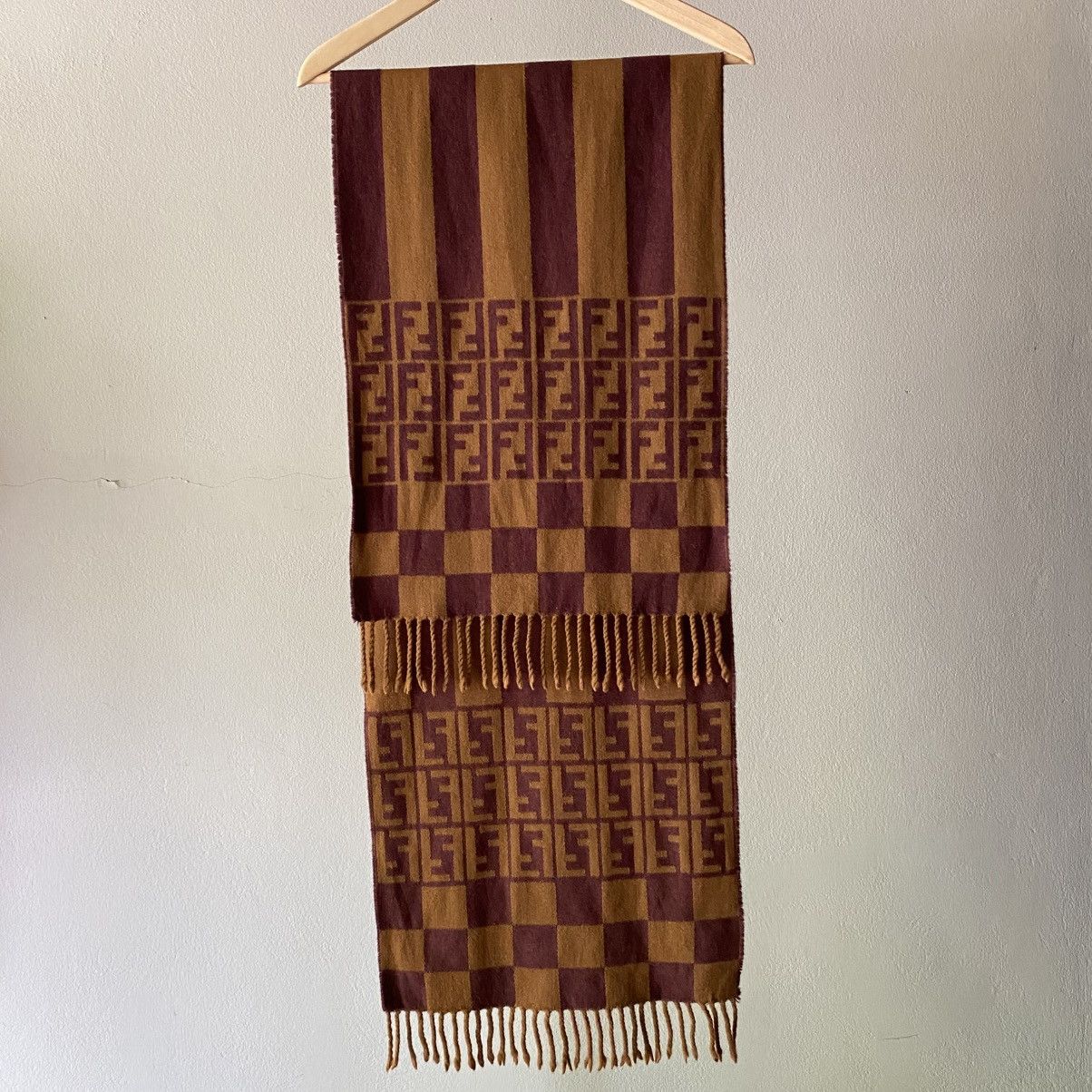 Fendi FENDI Monogram Scarf in Brown & Maroon Size ONE SIZE - 11 Thumbnail