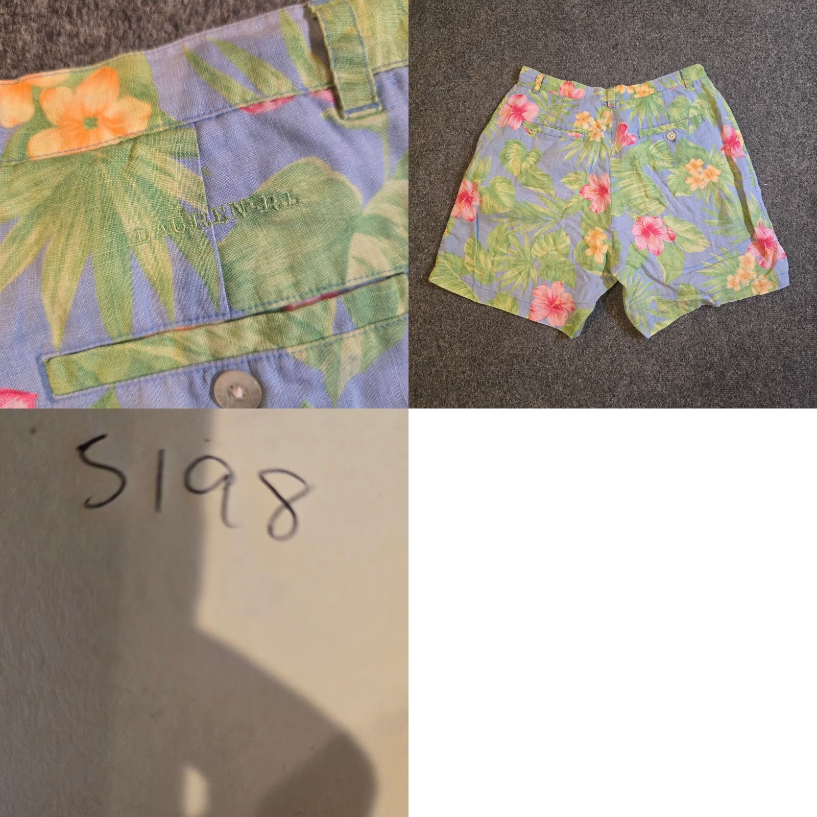 Ralph Lauren Lauren Ralph Lauren Short Womens Size 8 Blue Tropical Floral Linen High Waist Chino Pocketed 6 Inseam Vintage Mens/ Womens Size 30" / US 8 / IT 44 - 8 Thumbnail