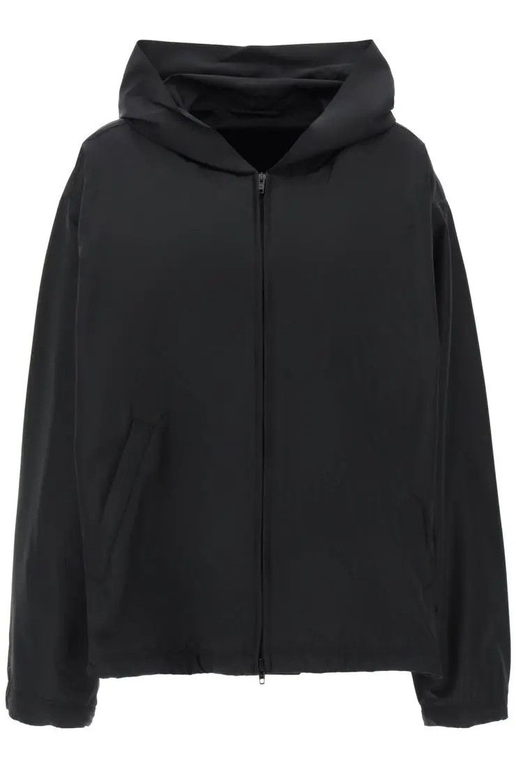 image of Balenciaga O1S22I1N0424 Windbreaker Jacket In Black, Women's (Size XS)