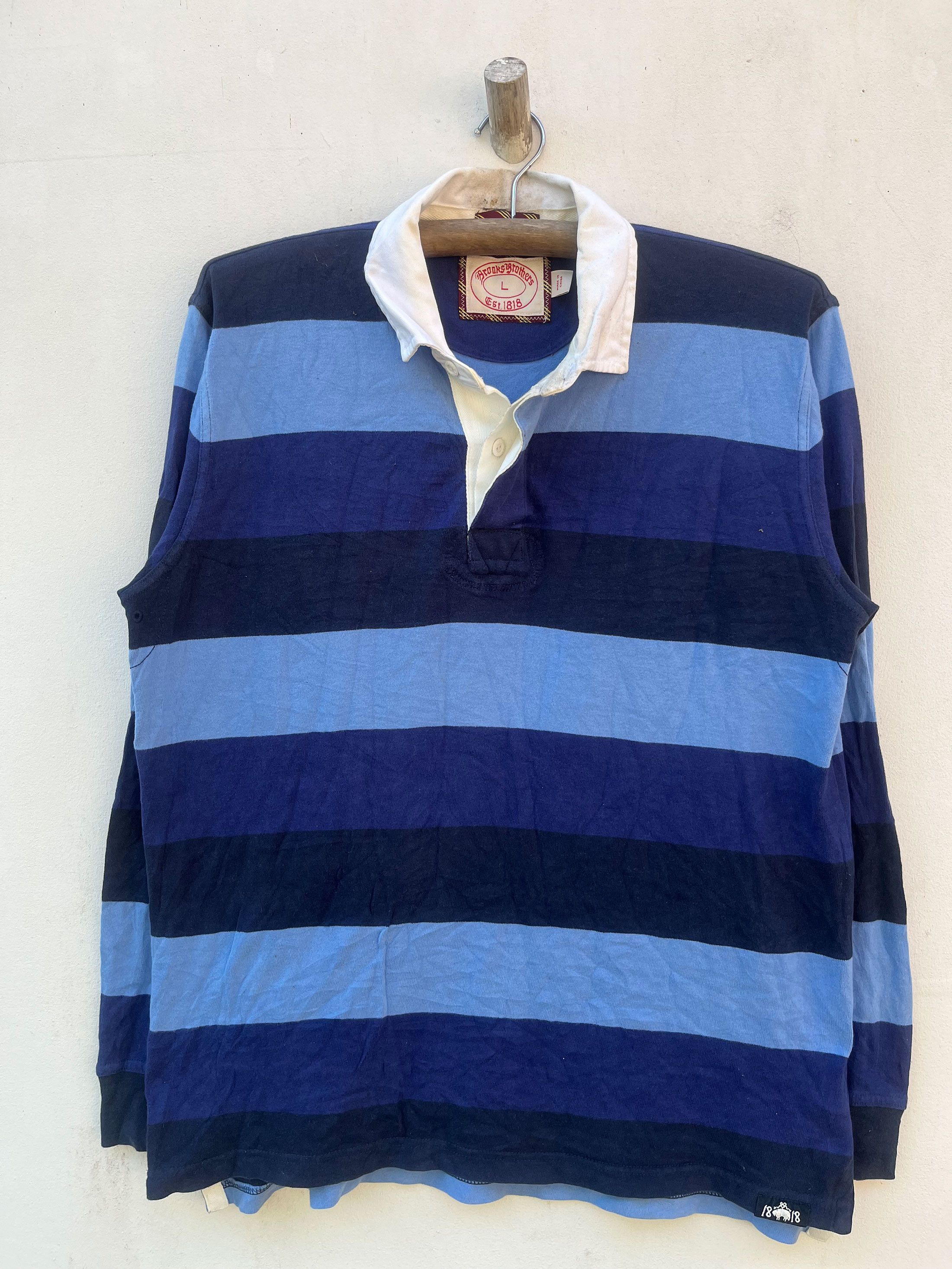 Brooks Brothers Vintage Classic Border Striped Long Sleeve Polo Rugby Size US L / EU 52-54 / 3 - 1 Thumbnail