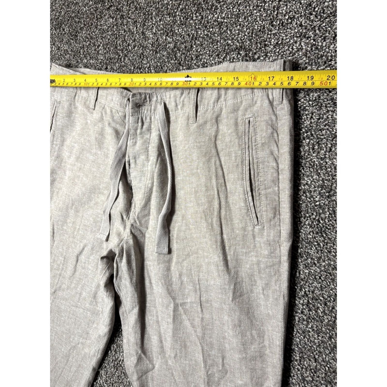 Perry Ellis Perry Ellis Pants Mens 34x30 Beige Linen Cotton Blend Dress Pants Casual Flat Front Pockets Regular 30 Inseam 34 Waist Jeans Size US 34 / EU 50 - 4 Thumbnail