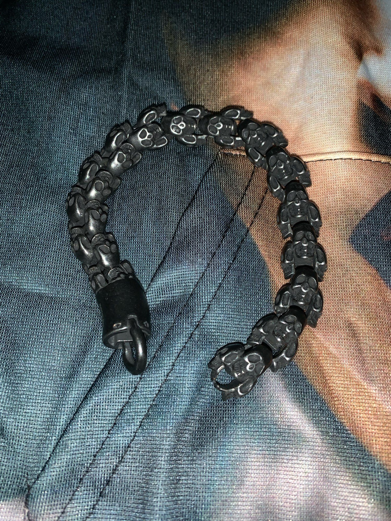 Jewelry 12mm 316L Steel Demon Evil Ghost Head Skull Bracelet Size ONE SIZE - 3 Thumbnail
