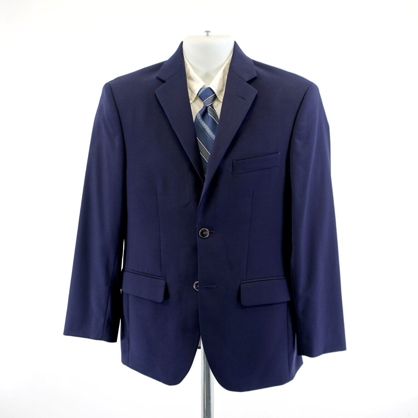 Pronto Uomo Pronto Uomo Textured Basketweave Wool Blue 36S 2 Button Blaz Size 36S - 4 Thumbnail