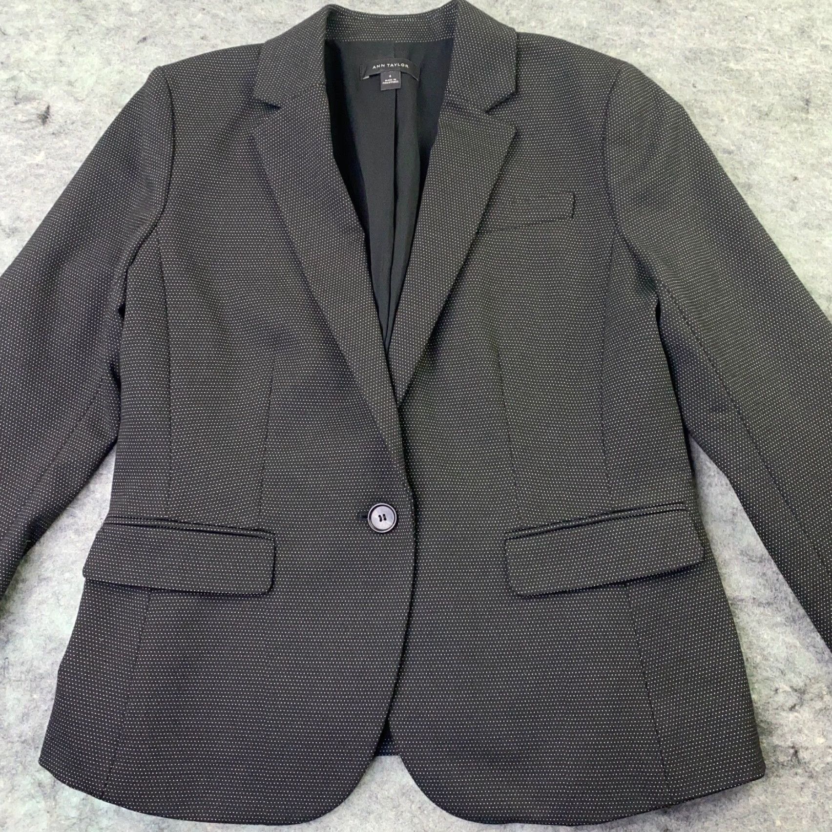 Ann Taylor Ann Taylor Womens Blazer Size 6 Gray Twill Single Button Stretch Lined Size M / US 6-8 / IT 42-44 - 2 Thumbnail