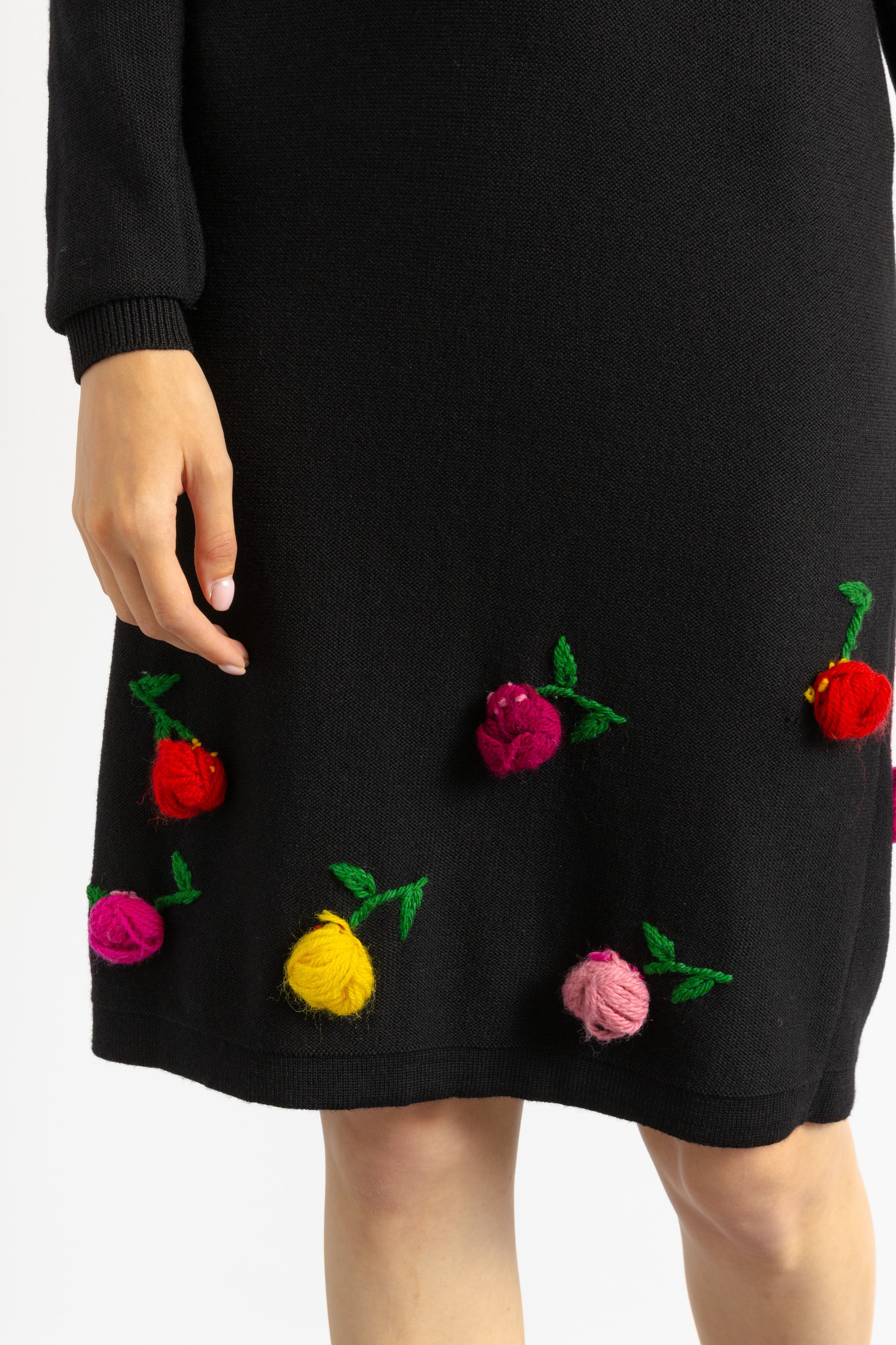 Sonia Rykiel 80s Sonia Rykiel black knitted flowers Wool Dress 6027 Size S / US 4 / IT 40 - 9 Thumbnail
