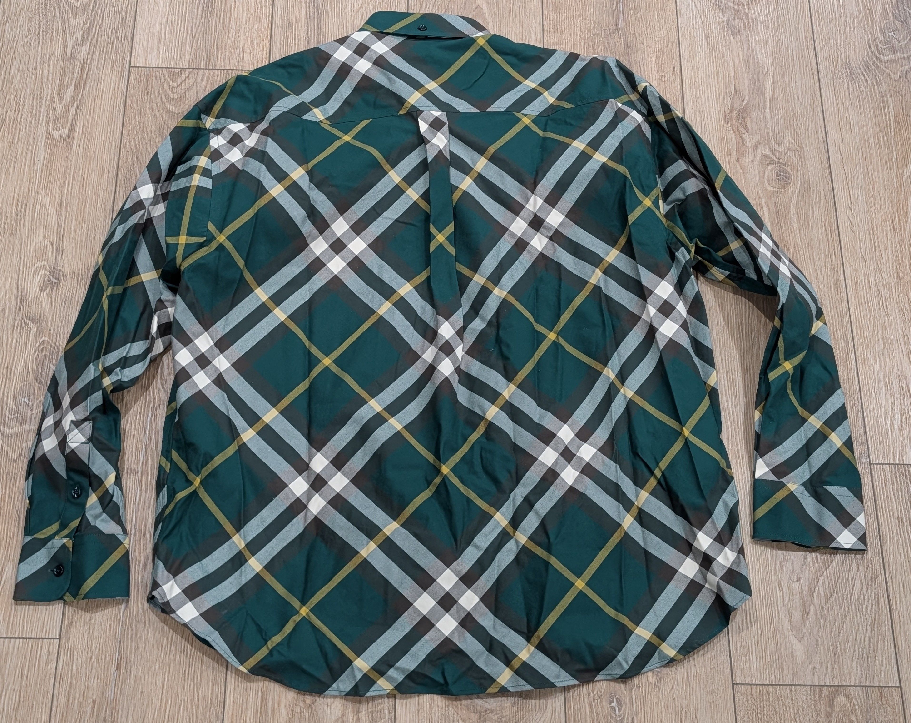 Burberry BURBERRY Check Pattern Twill Button Up Shirt Green 2XL Size US XXL / EU 58 / 5 - 4 Thumbnail
