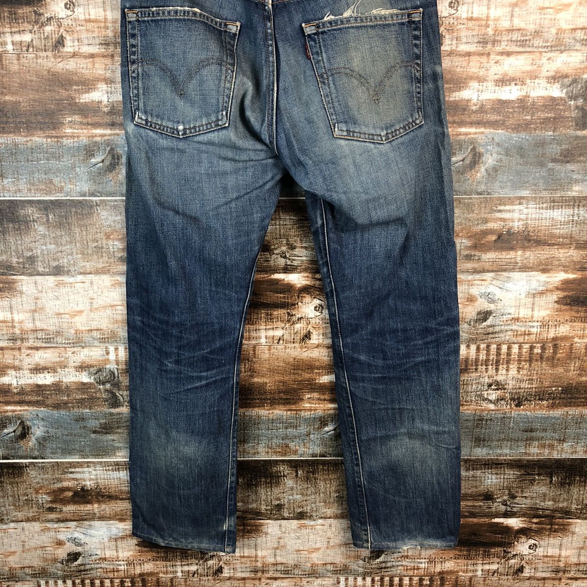 Levi's 505 Levis Blue ripped distressed Denim Pants #1410 Size US 32 / EU 48 - 15 Thumbnail