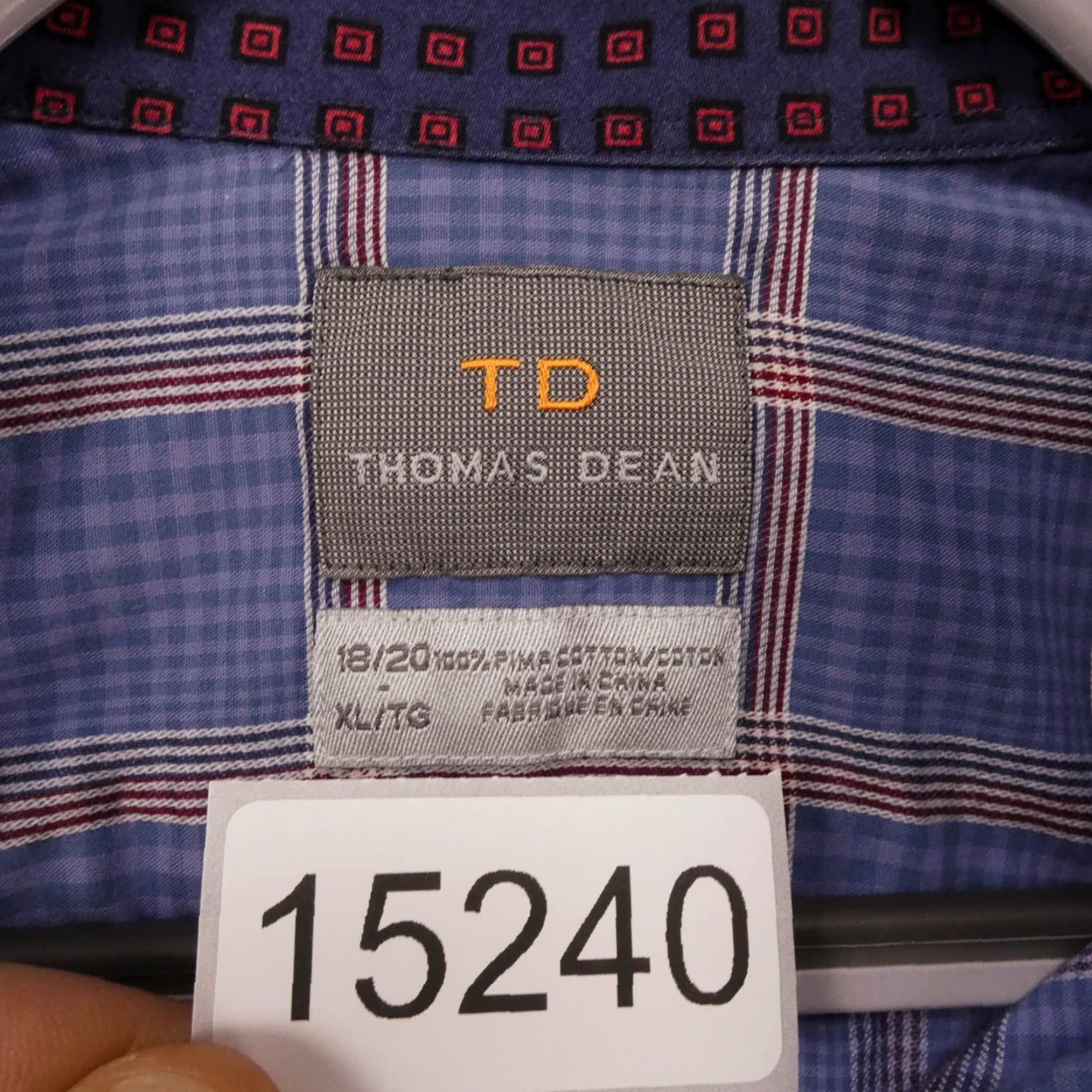Vintage Thomas Dean Shirt Mens Extra Large Button-Up Long Sleeve Blue Plaid Size US XL / EU 56 / 4 - 7 Thumbnail