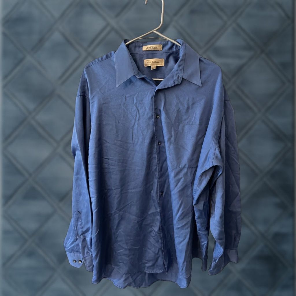 Croft & Barrow Croft & Barrow Button-Up Shirt Men XL Blue Solid Sateen Button-Down Collar Casual Modern Size US XL / EU 56 / 4 - 1 Thumbnail
