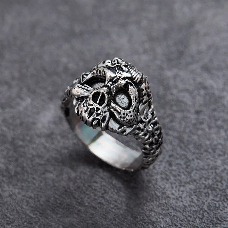 Jewelry Gothic Style Skeleton Head Ring Size ONE SIZE - 1 Thumbnail