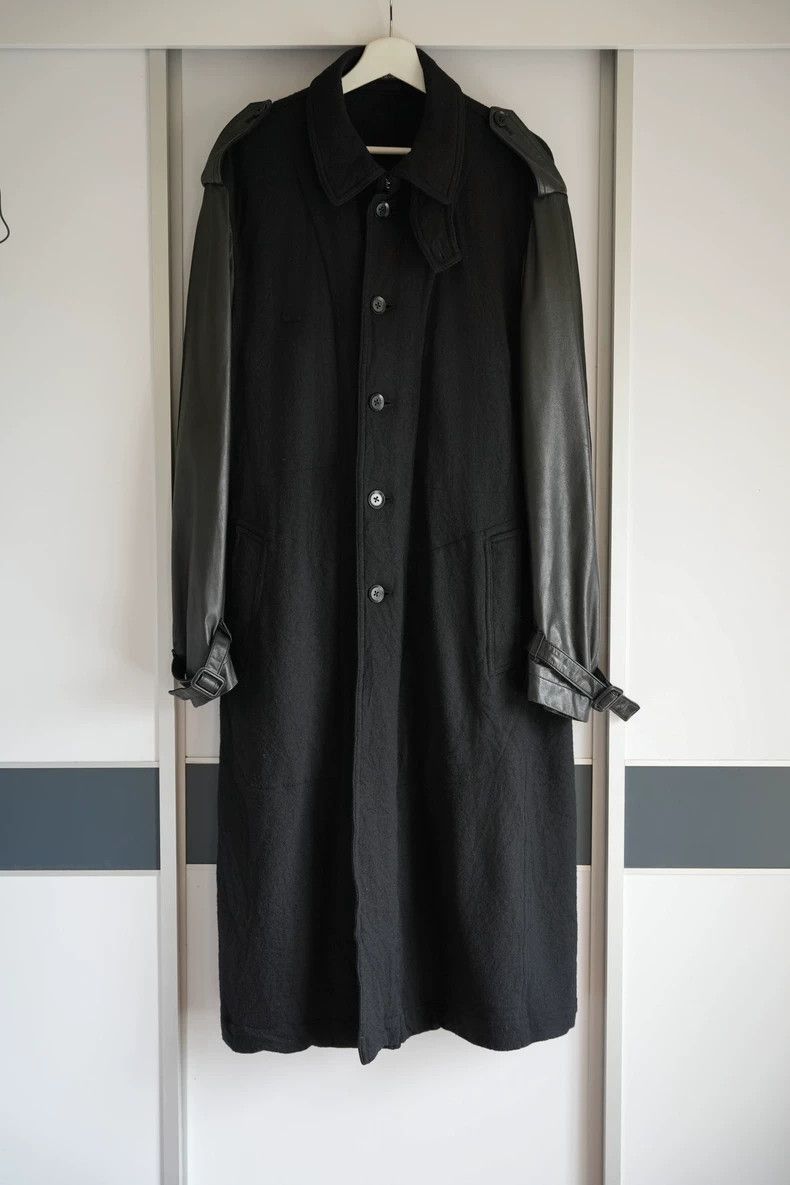 Yohji Yamamoto Yohji Yamamoto Yohji Yamamoto Leather Sleeve Long Coat Size US M / EU 48-50 / 2 - 1 Thumbnail