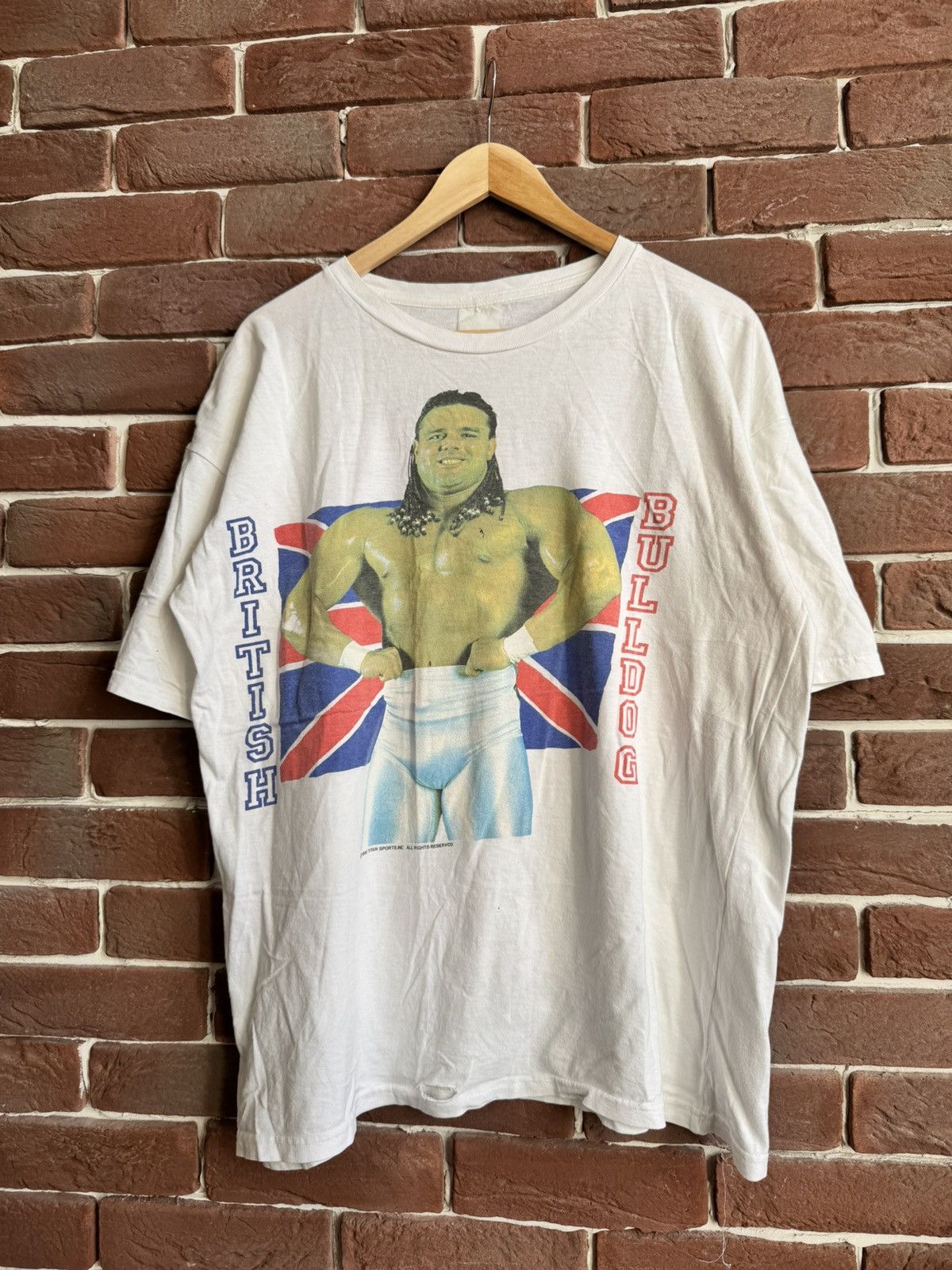 WWE 1991 Vintage 90s WWF British Bulldog Wrestling Grail Rampage Size US L / EU 52-54 / 3 - 1 Thumbnail