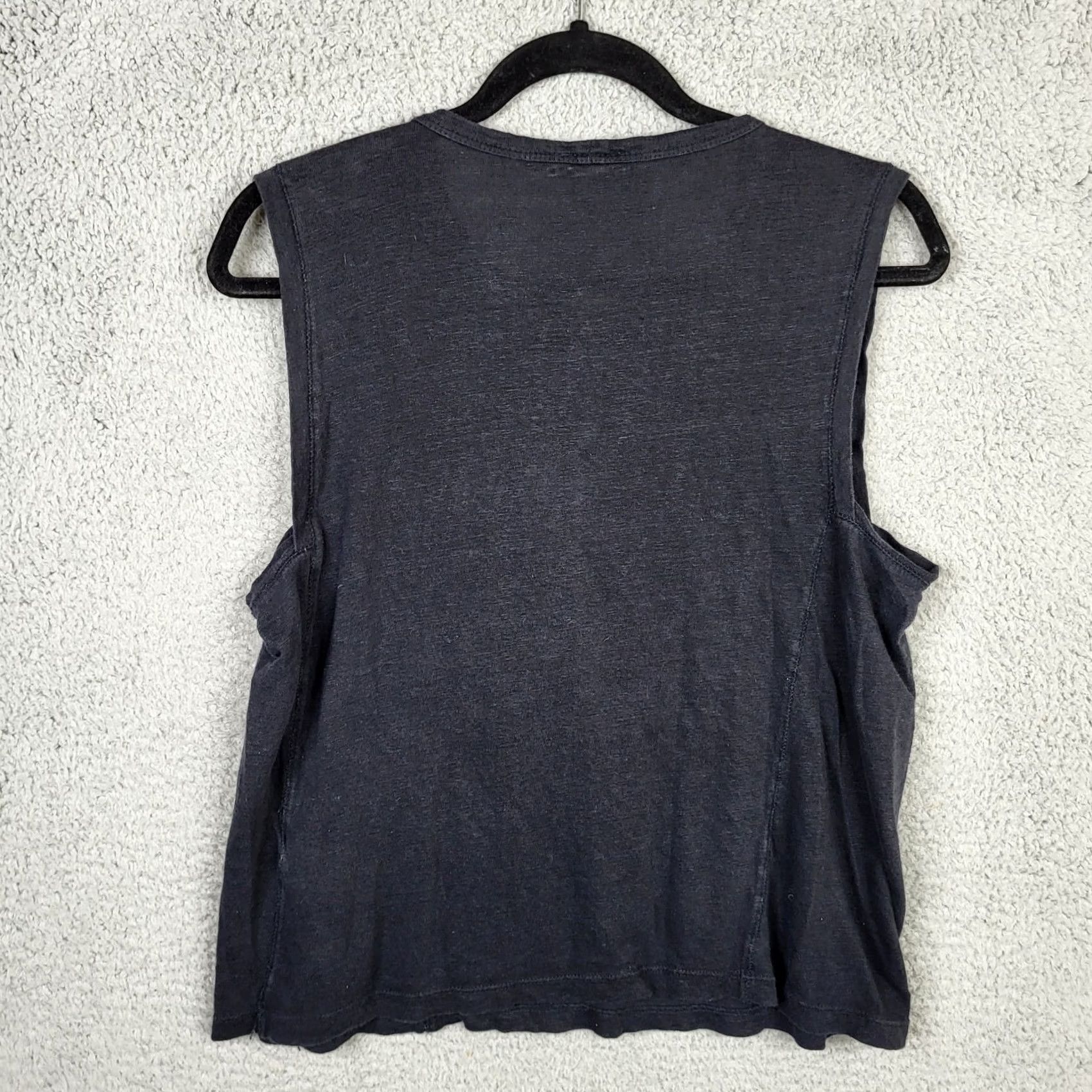 Vintage A.L.C Tank Top Women’s Black Linen Pocket Front Size M Sleeveless 100% Knit Shirt Blouse Casual Summer Spring Regular Womens Size M / US 6-8 / IT 42-44 - 4 Thumbnail