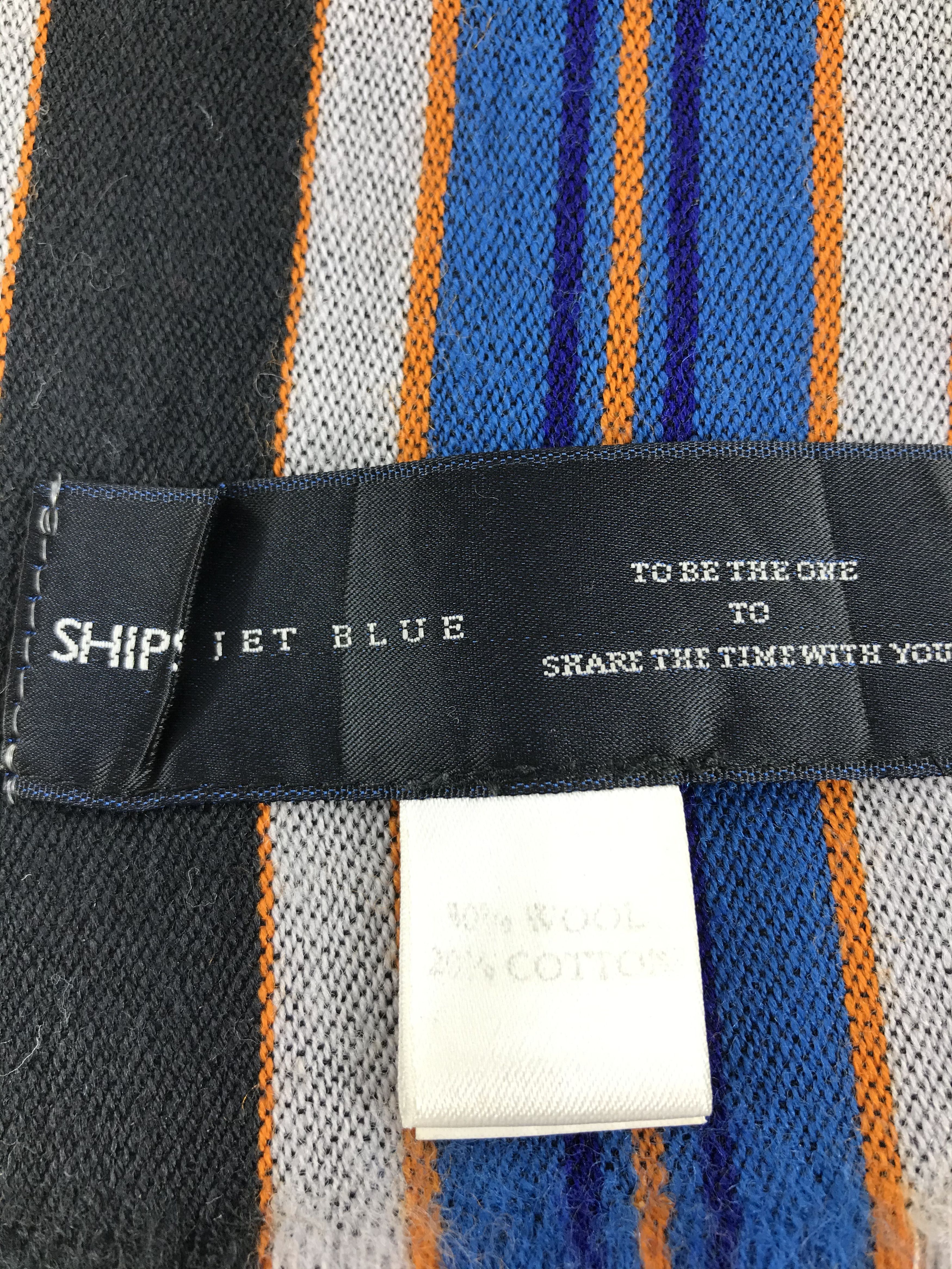 Ships Jet Blue Ships Jet Blue Striped Wool Scarf Muffler V237 Size ONE SIZE - 4 Thumbnail