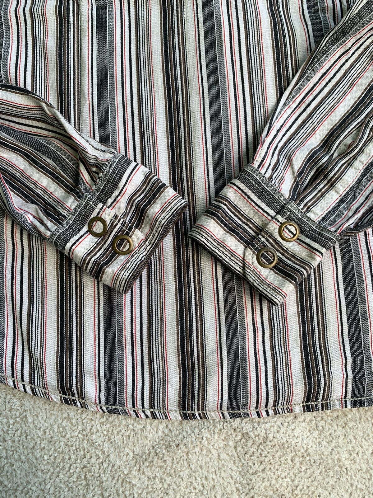 Issey Miyake × Japanese Brand × Yohji Yamamoto Crebar Garments Stripe Western Ziper Shirt Size US L / EU 52-54 / 3 - 6 Thumbnail